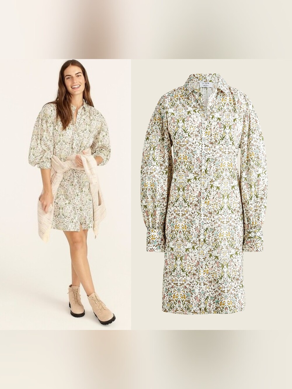 J.Crew Puff Sleeve Mini Shirt Dress